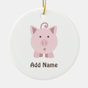 Cute Surprised Pig Ceramic Ornament