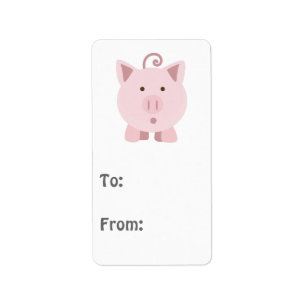 Cute Surprised Pig Label