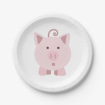 Cute Surprised Pig Paper Plates
