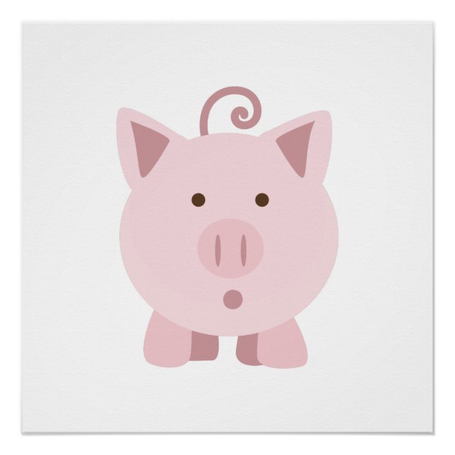 Cute Surprised Pig Poster (Front)
