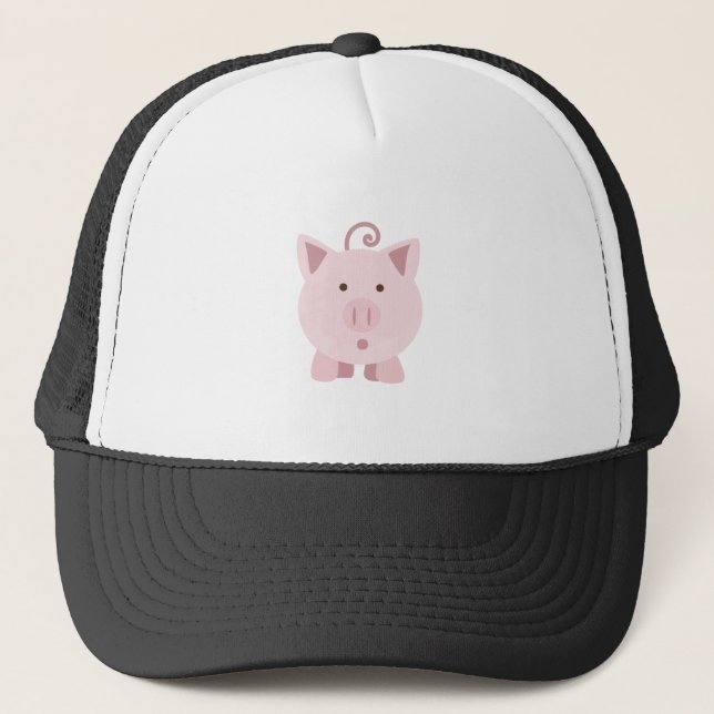Cute Surprised Pig Trucker Hat (Front)