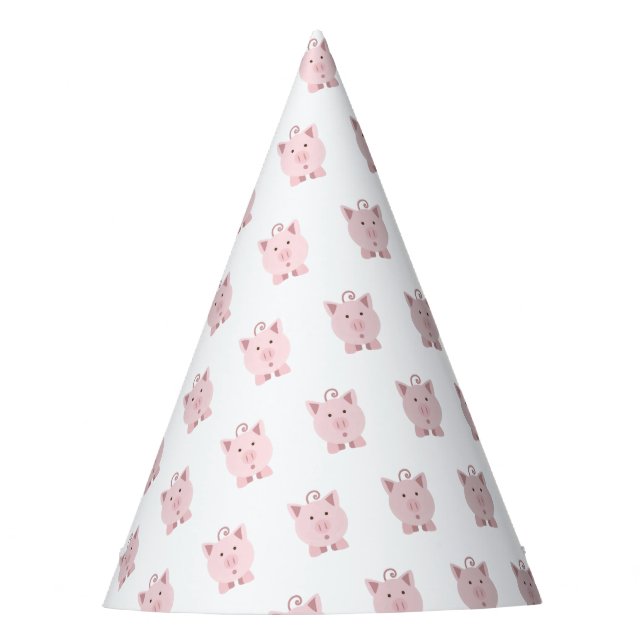 Cute Surprised Pink Pig Party Hat (Front)