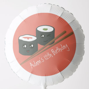 Cute Sushi Addict Kawaii Character Name Birthday Balloon