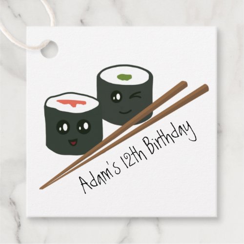 Cute Sushi Addict Kawaii Character Name Birthday Favor Tags