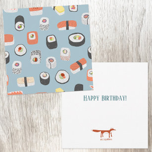 Sushi Roll Funny Food Pun Birthday Celebration Greeting Card, Just Because,  Valentine's Day Card for Food Lover Kawaii Asian Food 