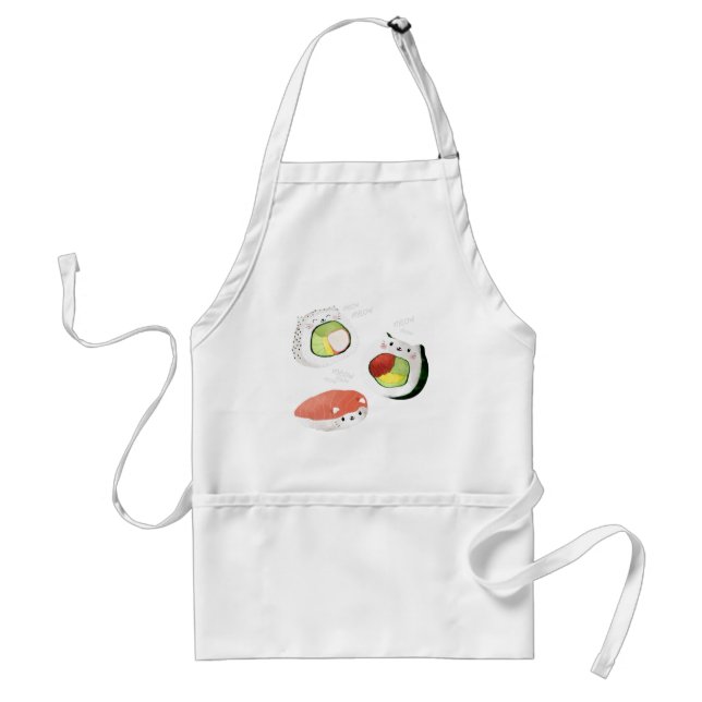 Cute Sushi Cat Adult Apron (Front)