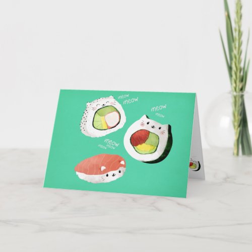 Cute Sushi Cat Card