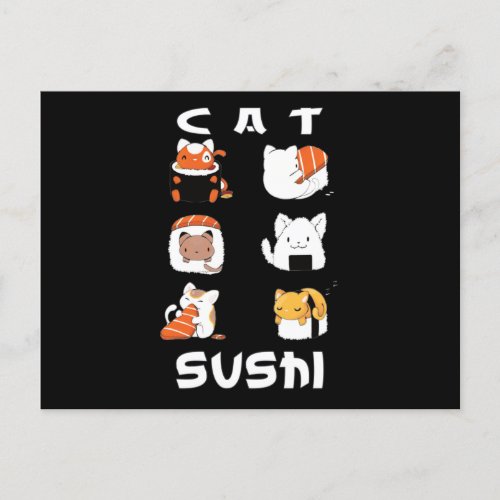 Cute Sushi Cat Japanese Food Postcard