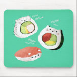 Cute Sushi Cat Mouse Pad<br><div class="desc">Cute Kawaii Cat Sushi Rolls. This great opportunity for all cats lovers. If you like sushi, this awesome kawaii design is for you. Cute combination of sweet kitty cats and sushi rolls. Futomaki, nigiri and California roll are making cute cat noises – meow, meow, meow. Calling all sushi fans! Cute...</div>
