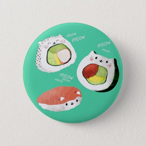 Cute Sushi Cat Pinback Button
