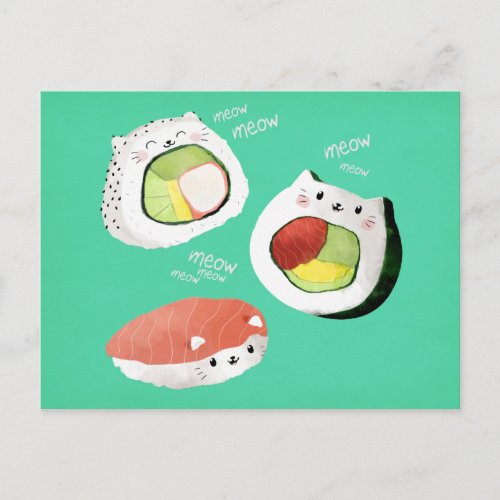 Cute Sushi Cat Postcard