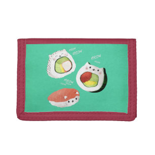 Cute Sushi Cat Tri-fold Wallet