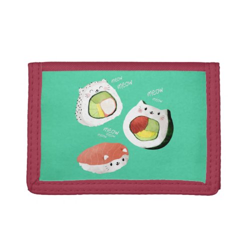 Cute Sushi Cat Tri_fold Wallet