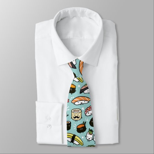 Cute Sushi Characters Fun Novelty Patterned Tie