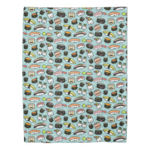 Cute Sushi Characters Kawaii Sushi Patterned Duvet Cover