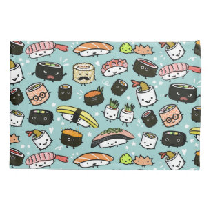 Cute Sushi Characters   Kawaii Sushi Patterned Pillow Case