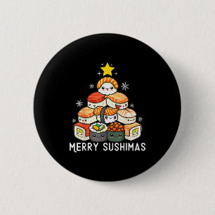 Cute Sushi Christmas Tree Fast For Food Lover Men Button