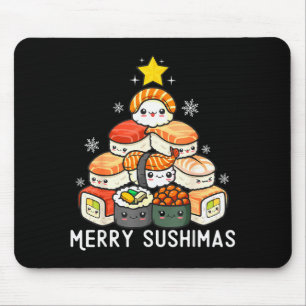 Cute Sushi Christmas Tree Fast For Food Lover Men Mouse Pad
