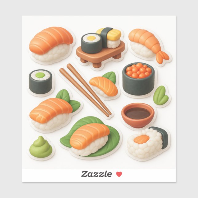 Cute Sushi Collage – Kawaii Japanese Food Sticker (Sheet)