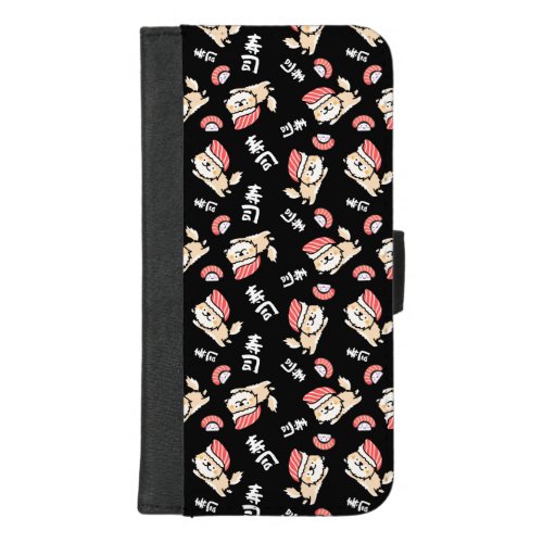 Cute Sushi Dog with Japanese Kanji Pattern iPhone 87 Plus Wallet Case