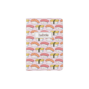 Cute Sushi Doodles Pattern Japan Personalized Passport Holder