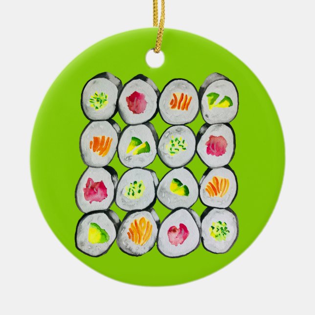 Cute sushi illustration art ceramic ornament (Front)