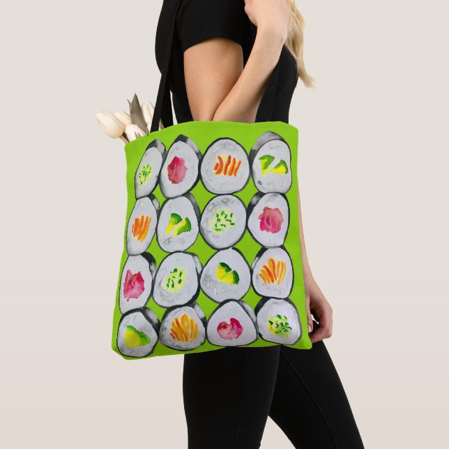 Cute sushi illustration art tote bag (Close Up)