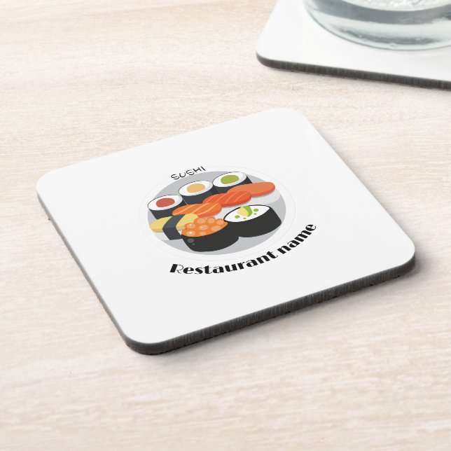 Cute Sushi Japan food gradient Personalized Name Beverage Coaster (Left Side)