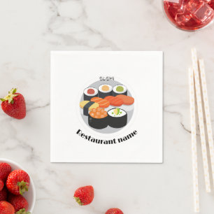 Cute Sushi Japan food gradient Personalized Name Napkins