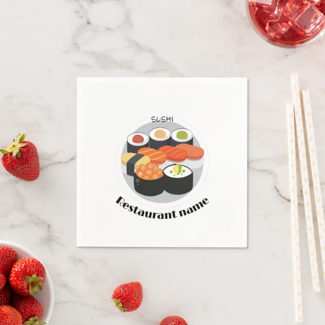 Cute Sushi Japan food gradient Personalized Name Napkins (Insitu)