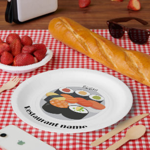 Cute Sushi Japan food gradient Personalized Name Paper Plates