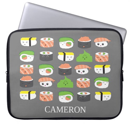 Cute Sushi Kawaii Illustration Custom Laptop Sleeve
