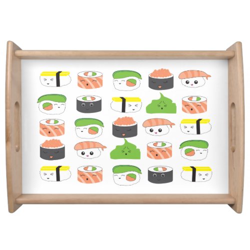 Cute sushi kawaii illustration serving tray