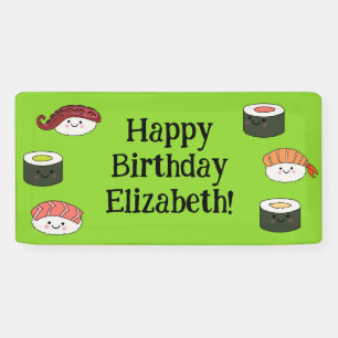 Cute Sushi Kids 1st Birthday Party Banner