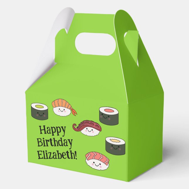 Cute Sushi Kids 1st Birthday Party Favor Boxes (Front)
