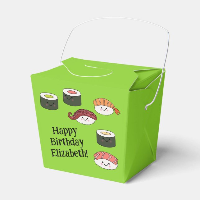 Cute Sushi Kids 1st Birthday Party Favor Boxes (Front Side)