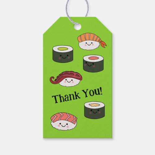 Cute Sushi Kids 1st Birthday Party Gift Tags