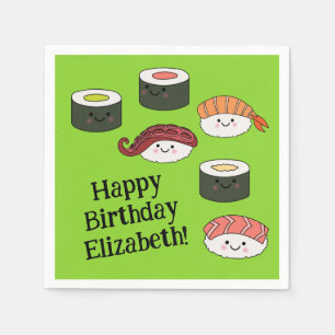 Cute Sushi Kids 1st Birthday Party Napkins