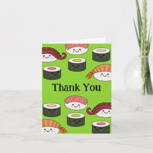 Cute Sushi Kids 1st Birthday Thank You Cards