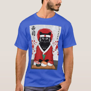 Cute Sushi Master Cat Samurai Kitty Japan Japanese T-Shirt