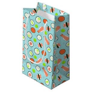 Cute Sushi Pattern Blue Small Gift Bag
