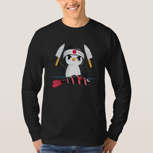 Cute Sushi penguin Animal Pet Japan Food T-Shirt (Front)
