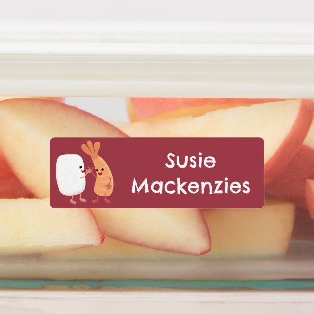 Cute sushi rice prawn cartoon personalized  labels (Affixed)