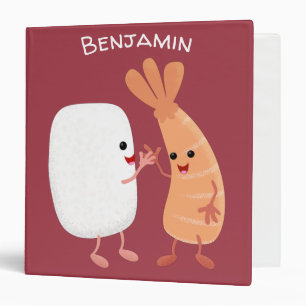 Cute sushi rice prawn friends cartoon 3 ring binder