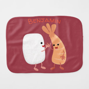 Cute sushi rice prawn friends cartoon baby burp cloth