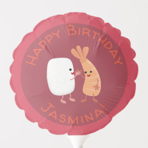 Cute sushi rice prawn friends cartoon balloon