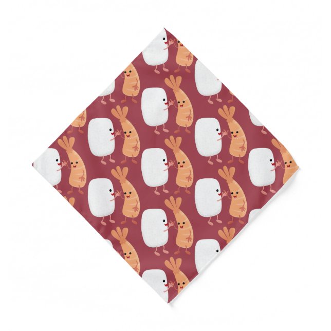 Cute sushi rice prawn friends cartoon bandana (Front)