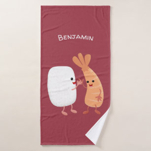 Cute sushi rice prawn friends cartoon bath towel set