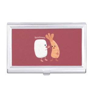 Cute sushi rice prawn friends cartoon business card case