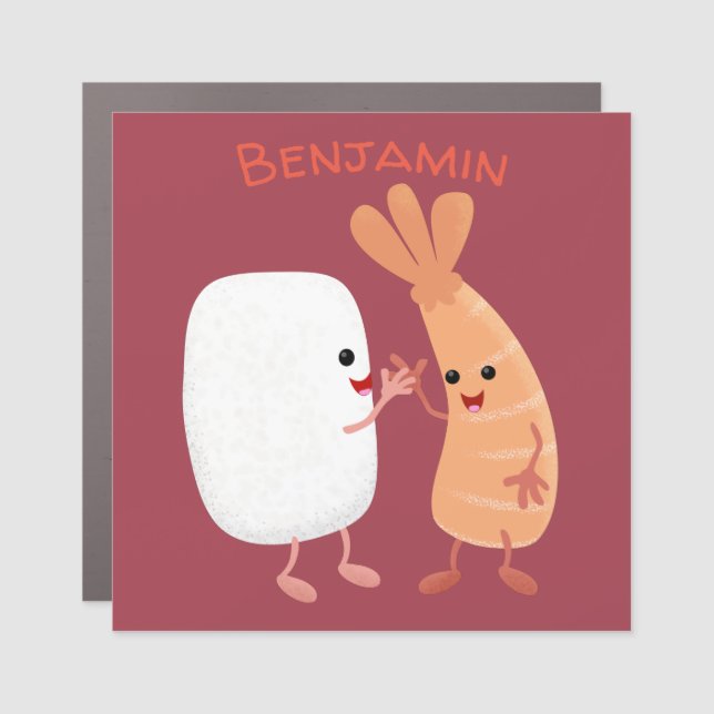 Cute sushi rice prawn friends cartoon car magnet (Front)